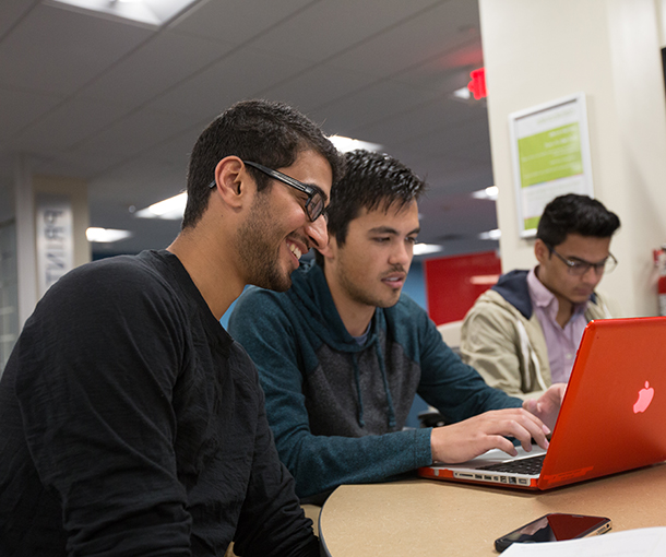 an image of students studying in the learning commons 