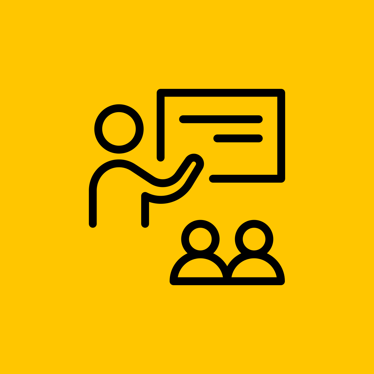 icon of a lecture with two students