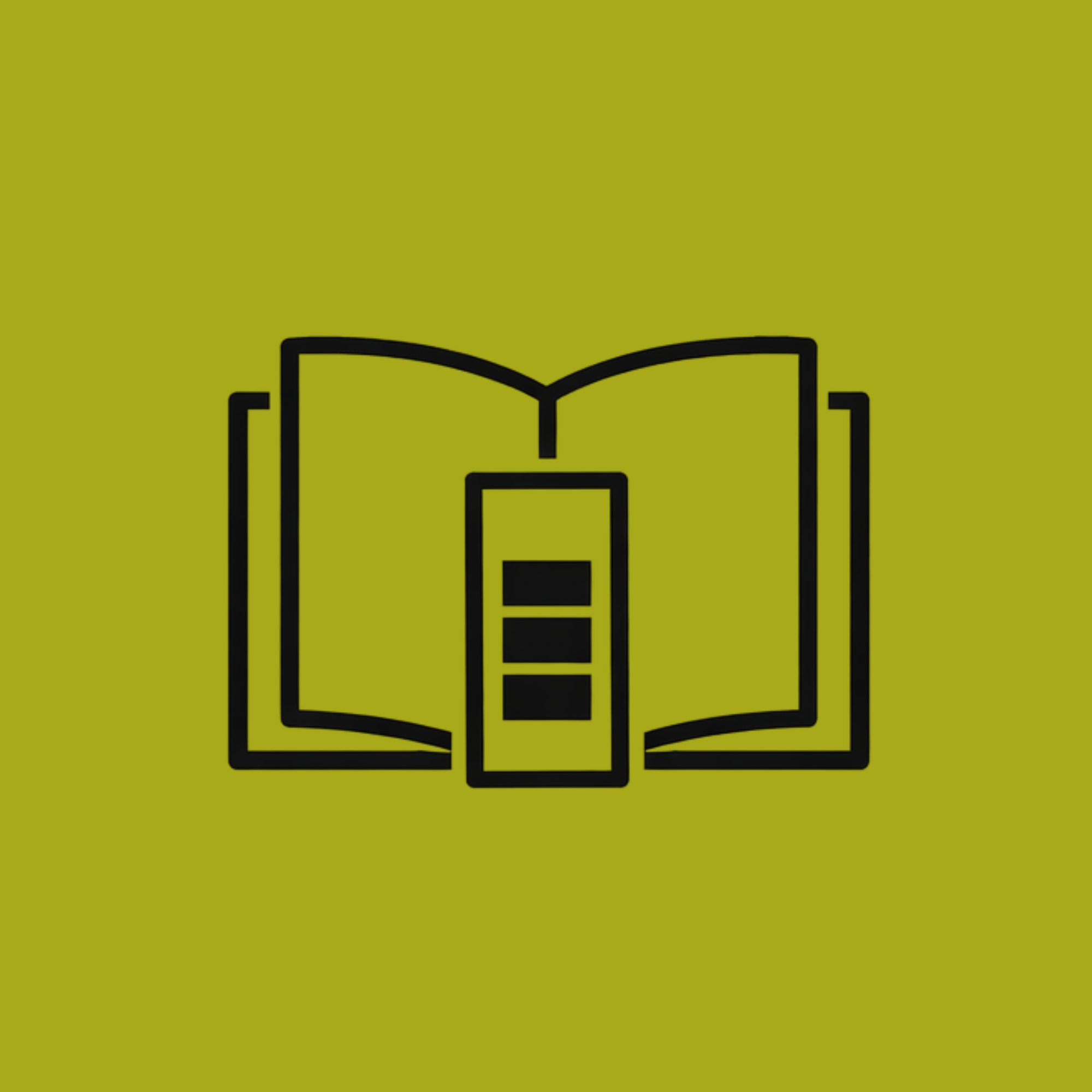 line drawing of open book with a door in the center